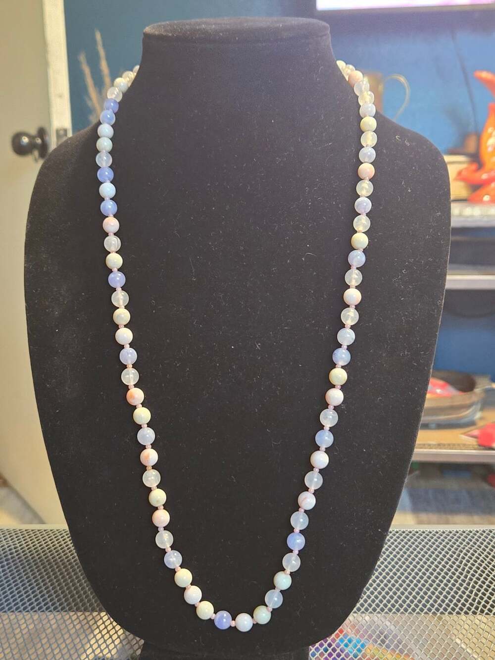 Vintage Pastel Multi-Color Gemstone Beaded Necklace 28.5 Inches